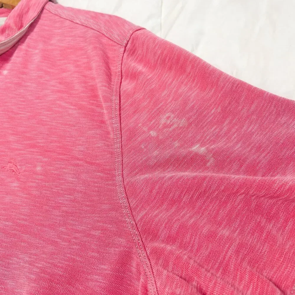 Tommy Bahama Pink Short Sleeve Polo Shirt Size XXL Modal Blend Casual